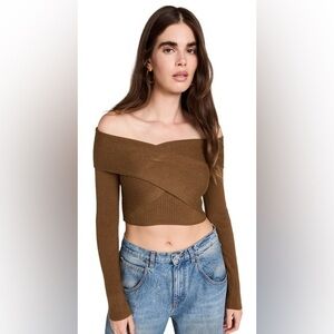 Jonathan Simkhai Standard NWT Darla Recycled Ribbed Off the Shoulder‎ Shirt Top